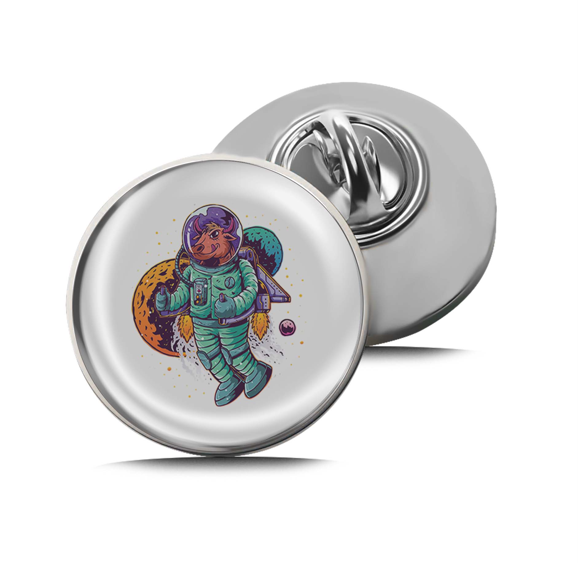 Bull wearing astronaut suit Limited Edition Lapel Pin Exclusive Metal Brooch Badge Accessories For Backpack, Clothes, Hats | Cute Gifts and Collectibles