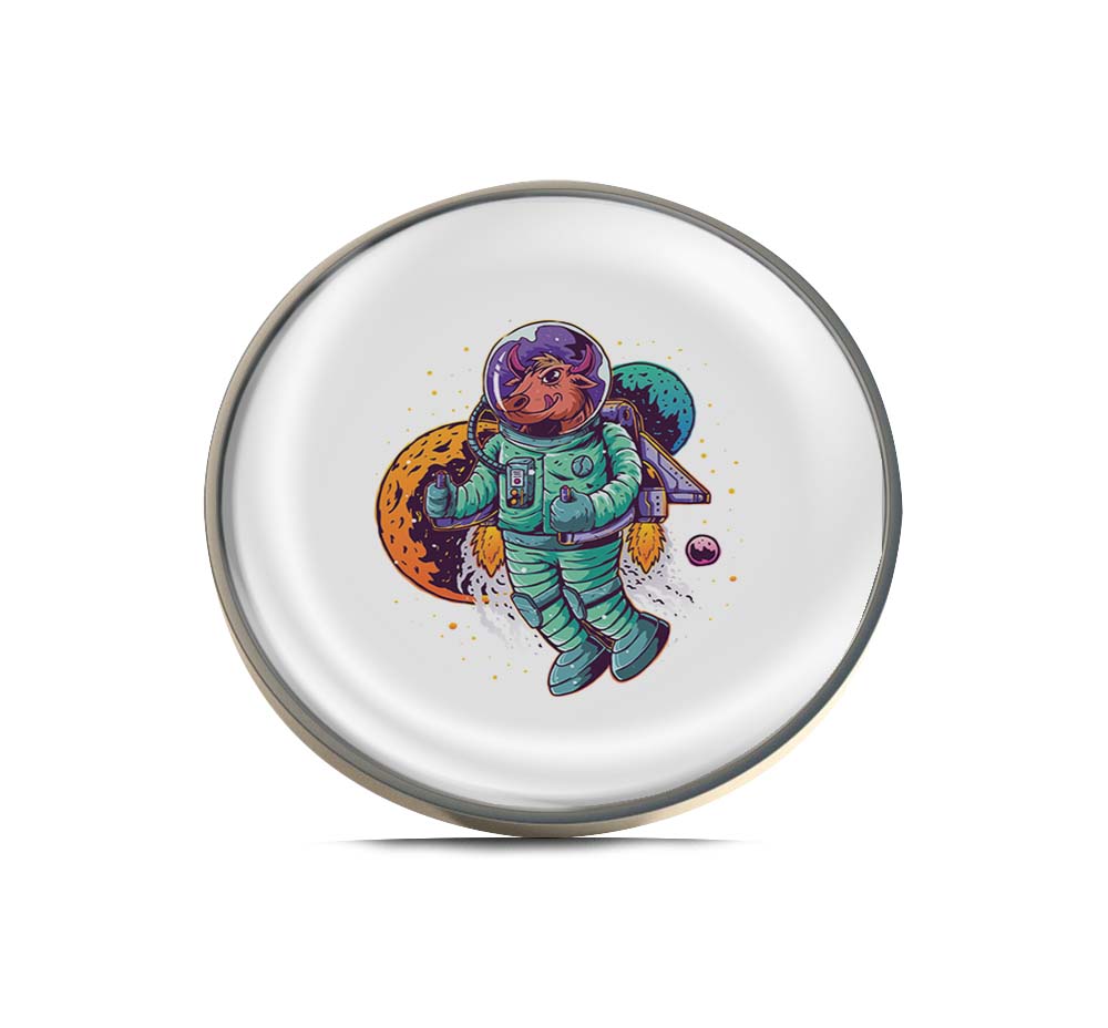 Bull wearing astronaut suit Limited Edition Lapel Pin Exclusive Metal Brooch Badge Accessories For Backpack, Clothes, Hats | Cute Gifts and Collectibles