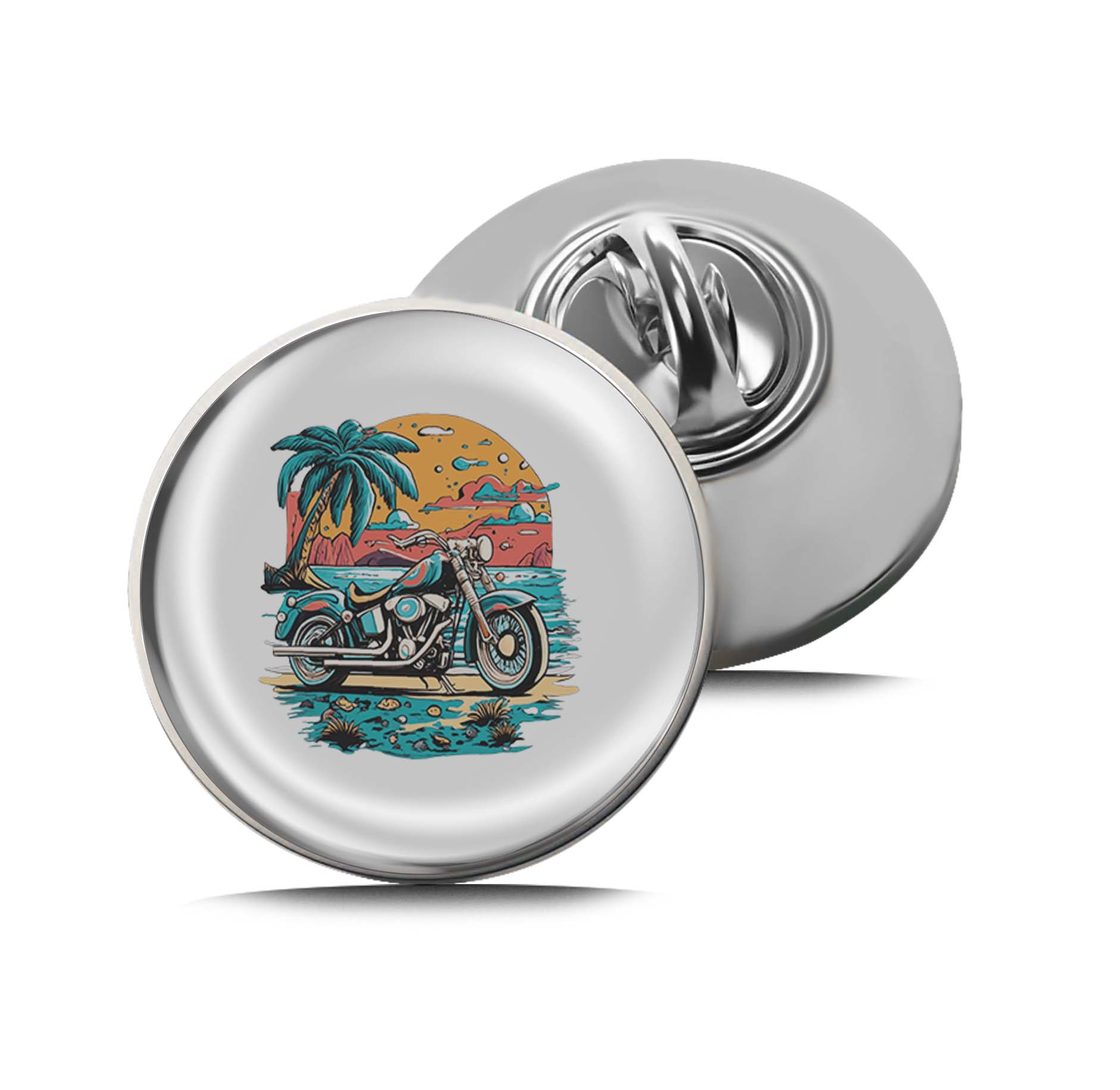 Motorcycle on the Beach at Sunset Limited Edition Lapel Pin Exclusive Metal Brooch Badge Accessories For Backpack, Clothes, Hats | Cute Gifts and Collectibles