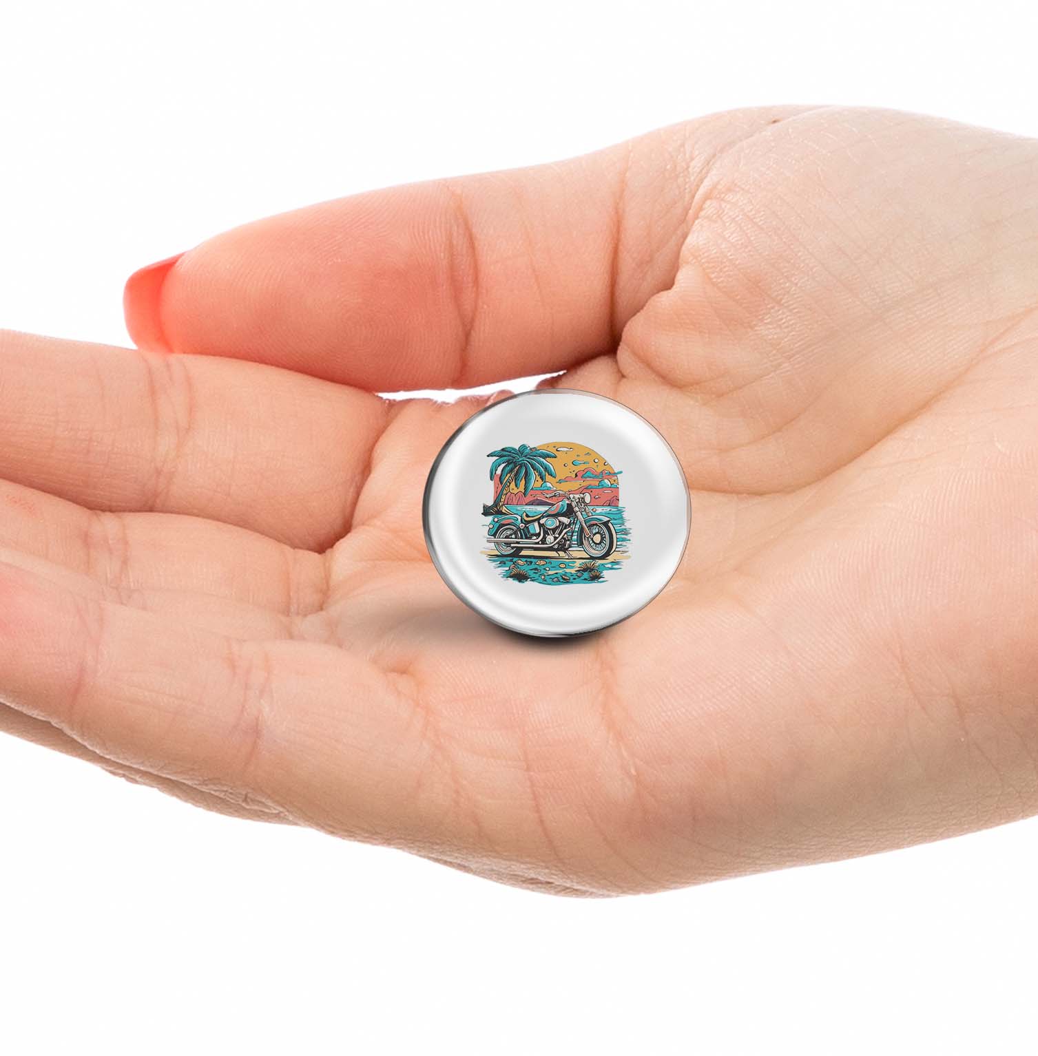 Motorcycle on the Beach at Sunset Limited Edition Lapel Pin Exclusive Metal Brooch Badge Accessories For Backpack, Clothes, Hats | Cute Gifts and Collectibles