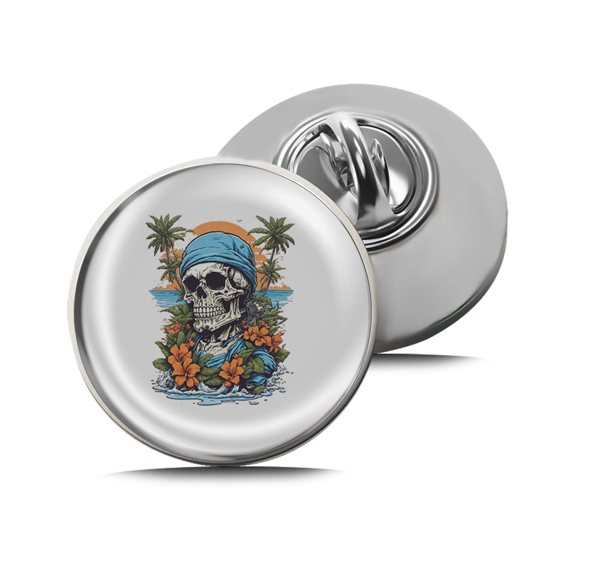 Tropical Cartoon Skull With Flowers Limited Edition Lapel Pin Exclusive Metal Brooch Badge Accessories For Backpack, Clothes, Hats | Cute Gifts and Collectibles