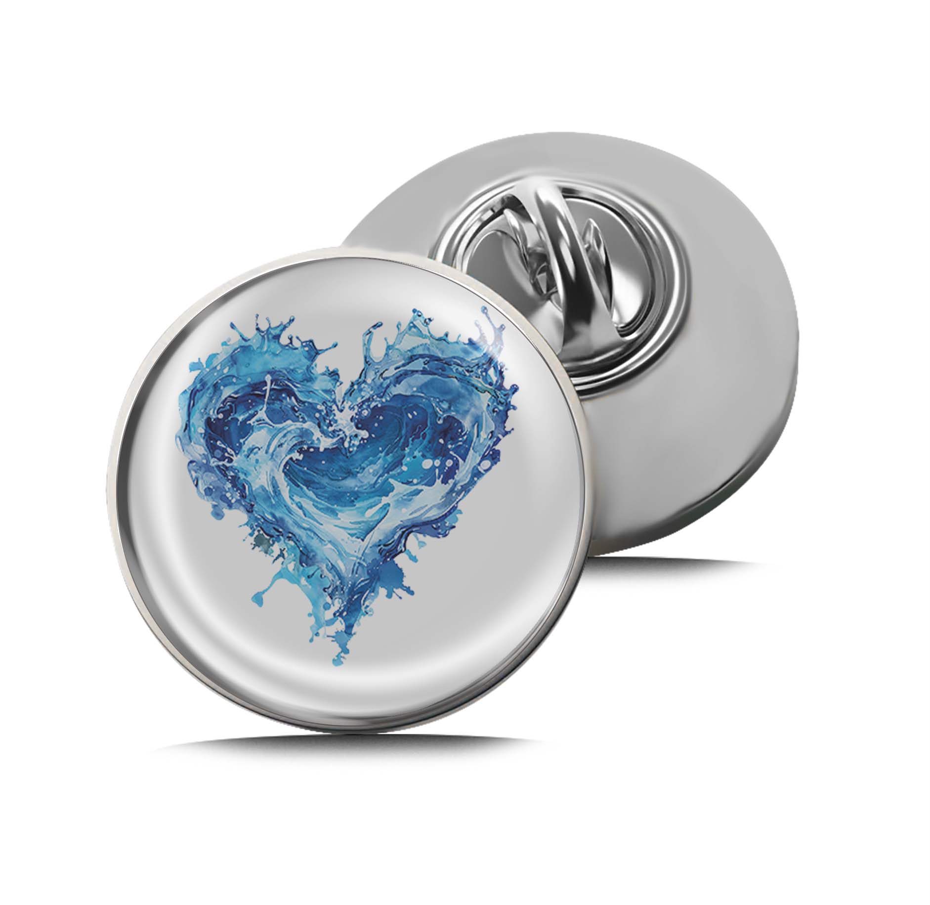 Blue Water Heart Limited Edition Lapel Pin Exclusive Metal Brooch Badge Accessories For Backpack, Clothes, Hats | Cute Gifts and Collectibles
