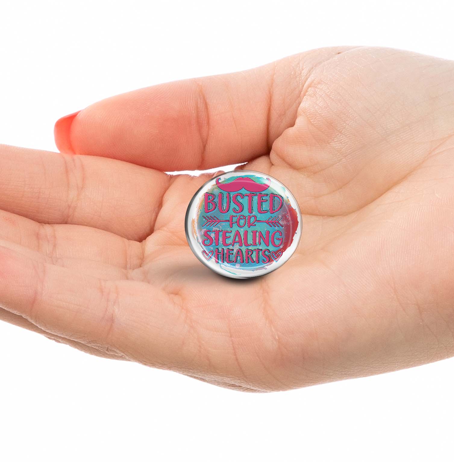 Busted for Stealing Hearts Limited Edition Lapel Pin Exclusive Metal Brooch Badge Accessories For Backpack, Clothes, Hats | Cute Gifts and Collectibles