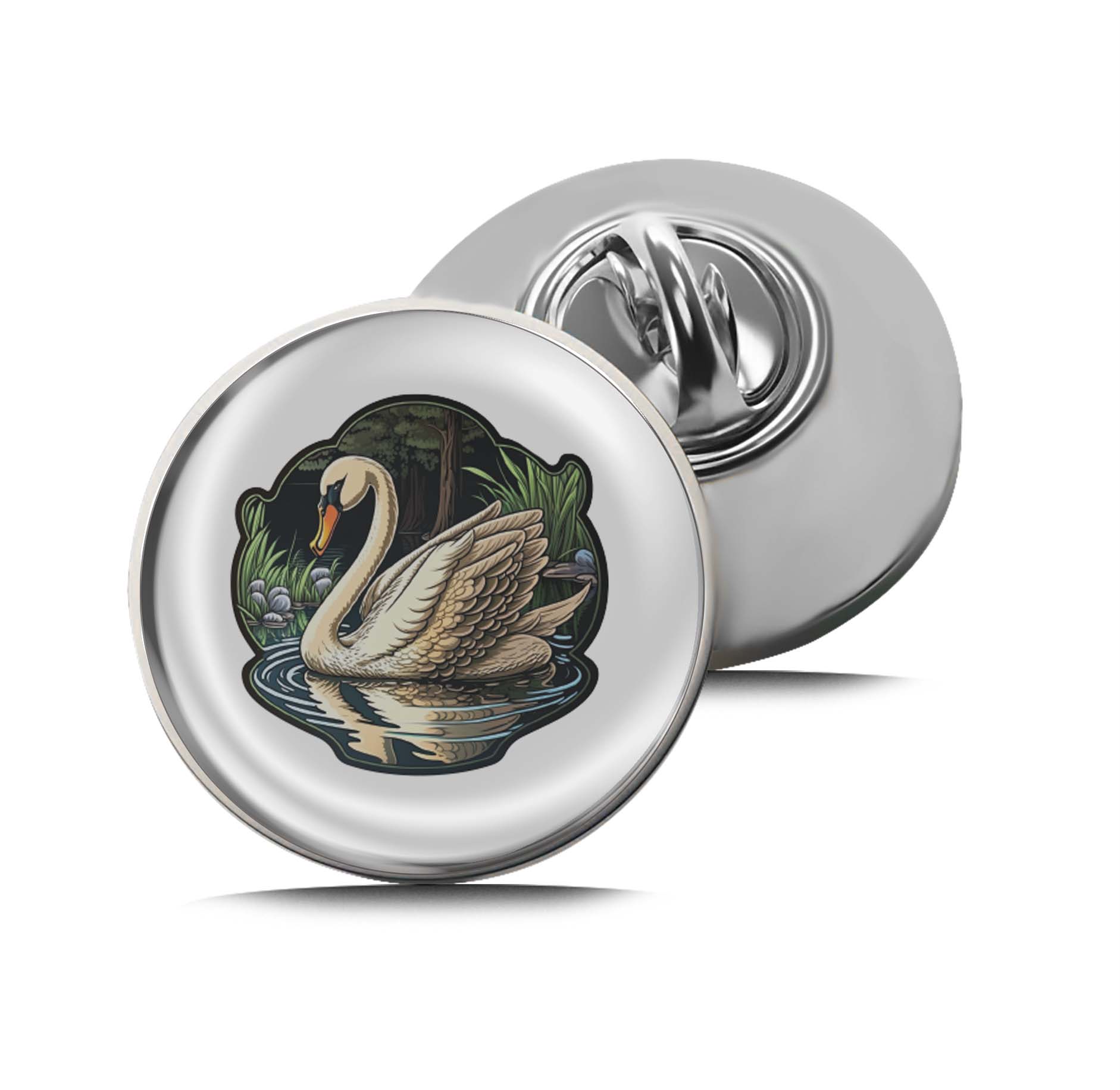 A swan is swimming in a pond Limited Edition Lapel Pin Exclusive Metal Brooch Badge Accessories For Backpack, Clothes, Hats | Cute Gifts and Collectibles