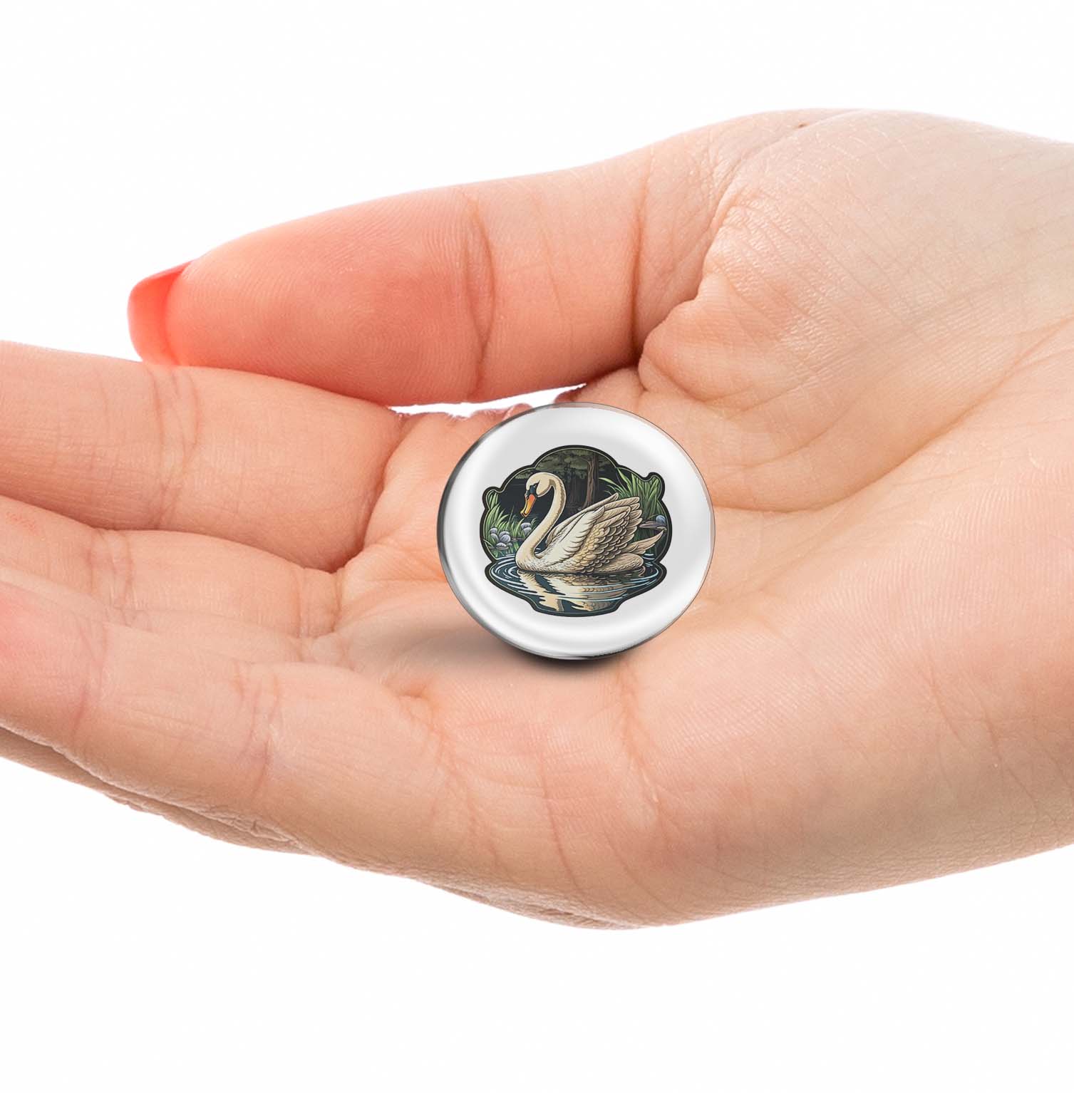 A swan is swimming in a pond Limited Edition Lapel Pin Exclusive Metal Brooch Badge Accessories For Backpack, Clothes, Hats | Cute Gifts and Collectibles