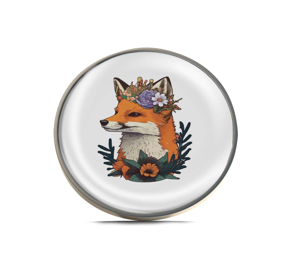 Fox with flowers Limited Edition Lapel Pin Exclusive Metal Brooch Badge Accessories For Backpack, Clothes, Hats | Cute Gifts and Collectibles