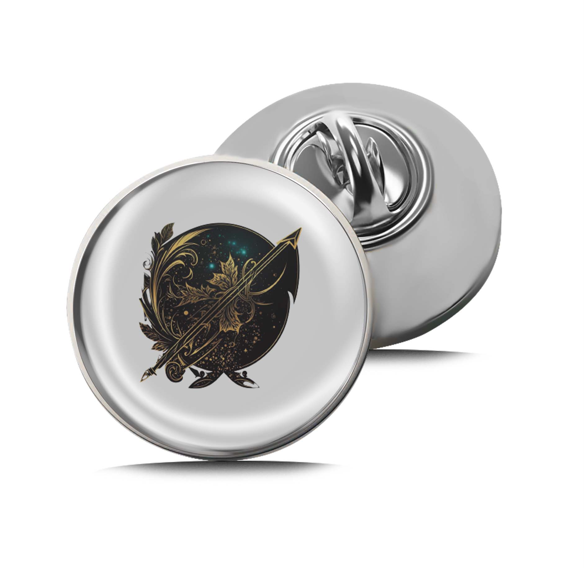 Golden Arrow with Leaves Limited Edition Lapel Pin Exclusive Metal Brooch Badge Accessories For Backpack, Clothes, Hats | Cute Gifts and Collectibles