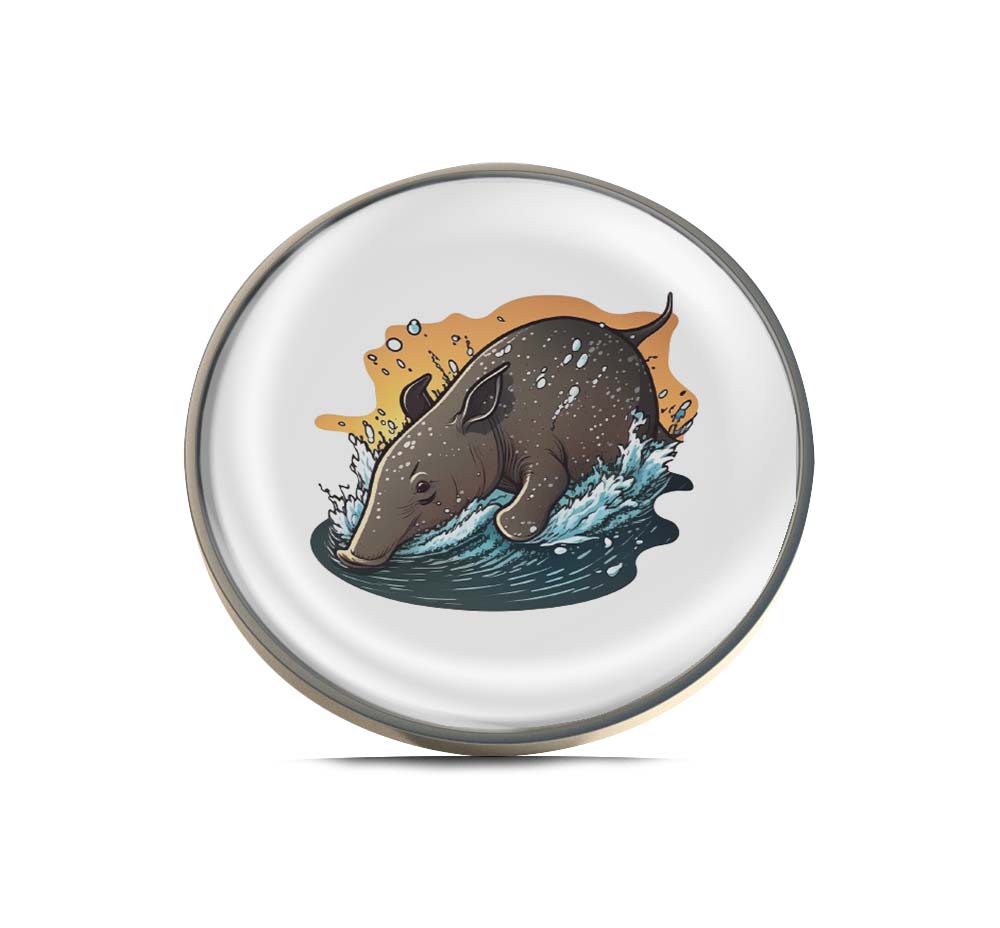 Rhino drinking water Limited Edition Lapel Pin Exclusive Metal Brooch Badge Accessories For Backpack, Clothes, Hats | Cute Gifts and Collectibles