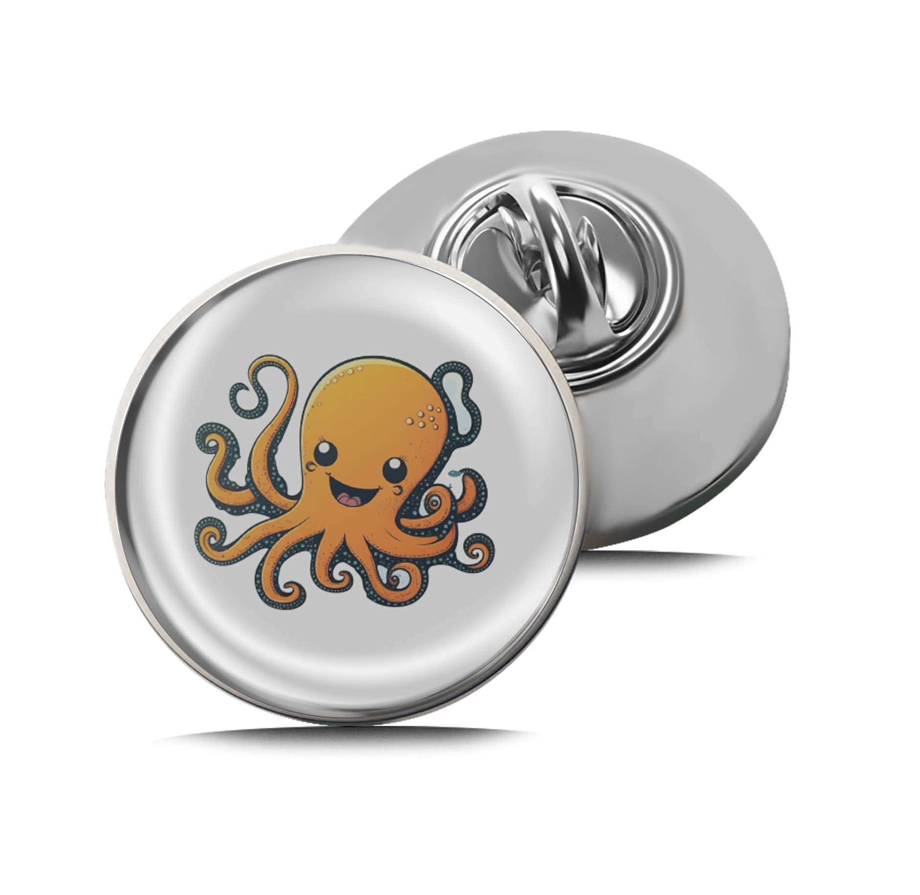 Orange Octopus Limited Edition Lapel Pin Exclusive Metal Brooch Badge Accessories For Backpack, Clothes, Hats | Cute Gifts and Collectibles