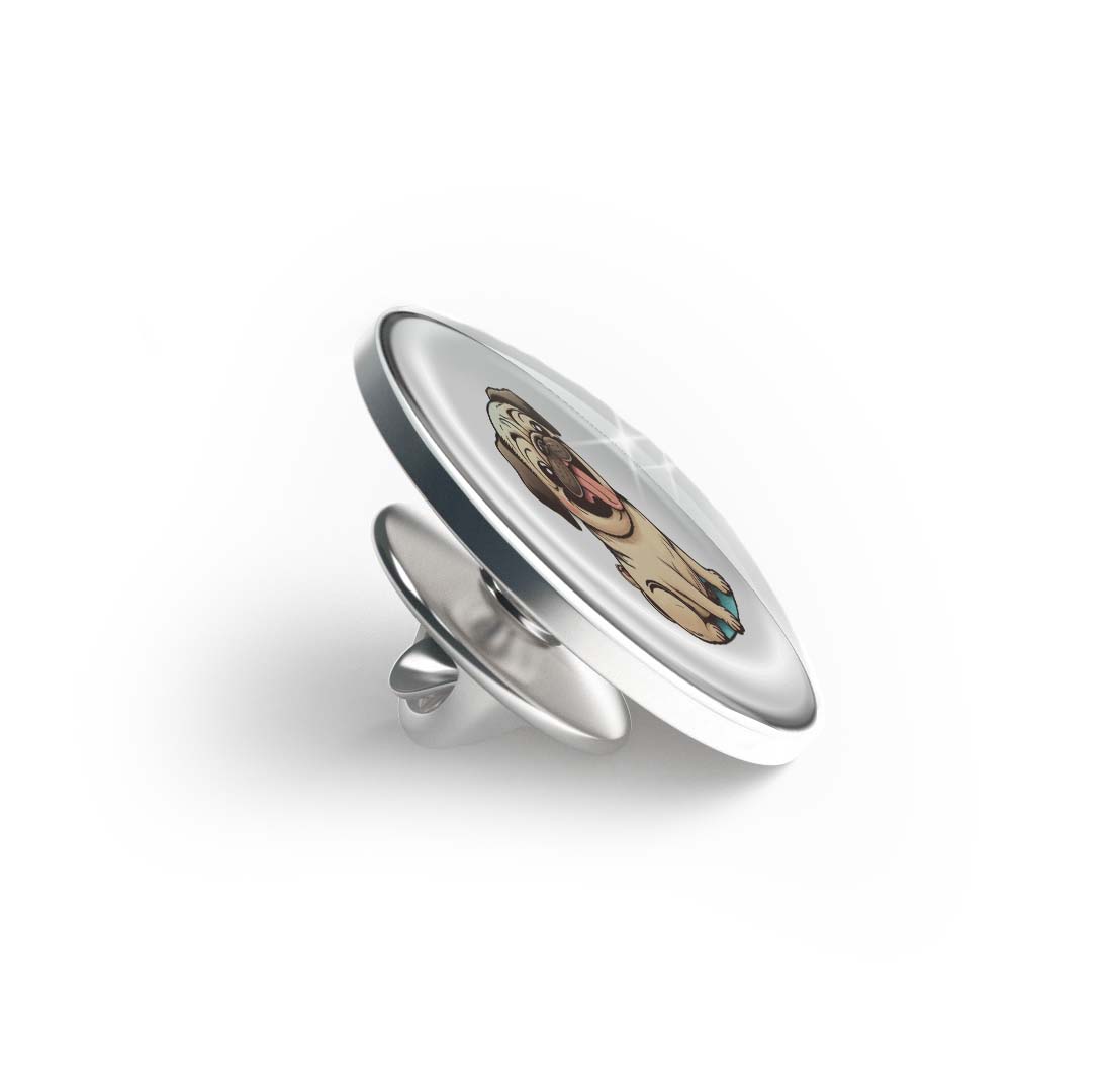 Cartoon happy pug dog Limited Edition Lapel Pin Exclusive Metal Brooch Badge Accessories For Backpack, Clothes, Hats | Cute Gifts and Collectibles