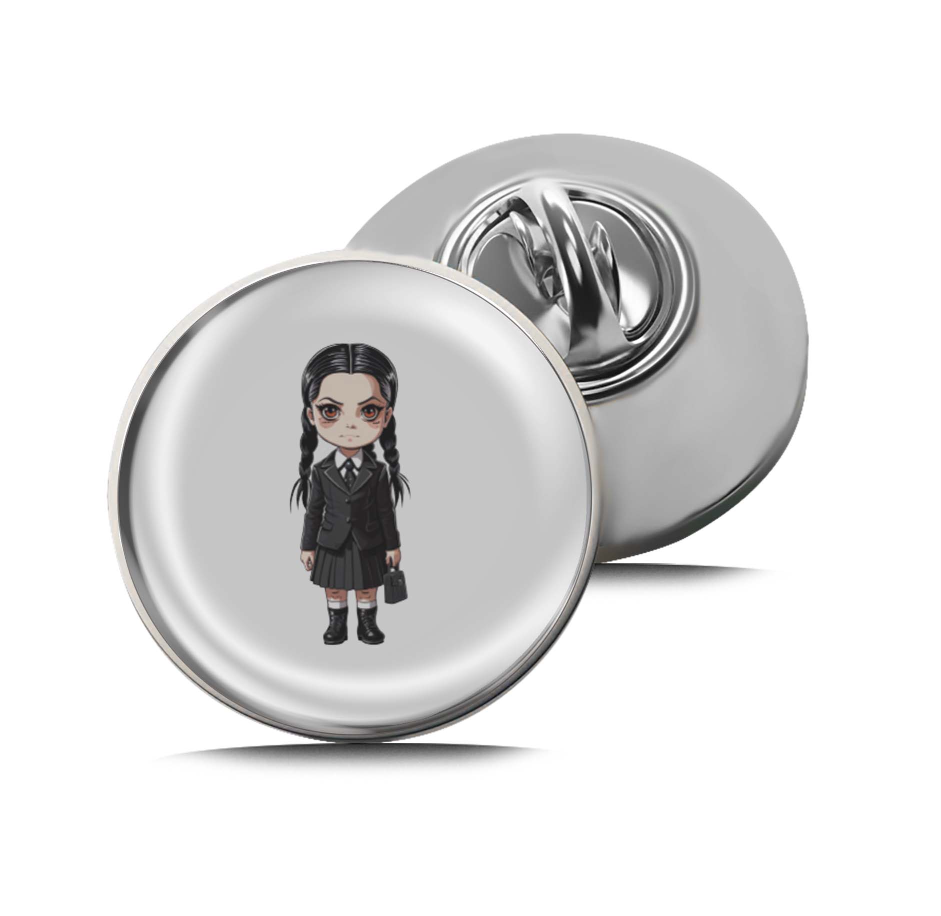 Cartoon Girl with Black Dress Limited Edition Lapel Pin Exclusive Metal Brooch Badge Accessories For Backpack, Clothes, Hats | Cute Gifts and Collectibles