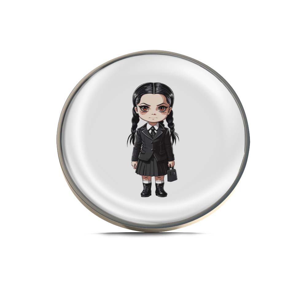 Cartoon Girl with Black Dress Limited Edition Lapel Pin Exclusive Metal Brooch Badge Accessories For Backpack, Clothes, Hats | Cute Gifts and Collectibles