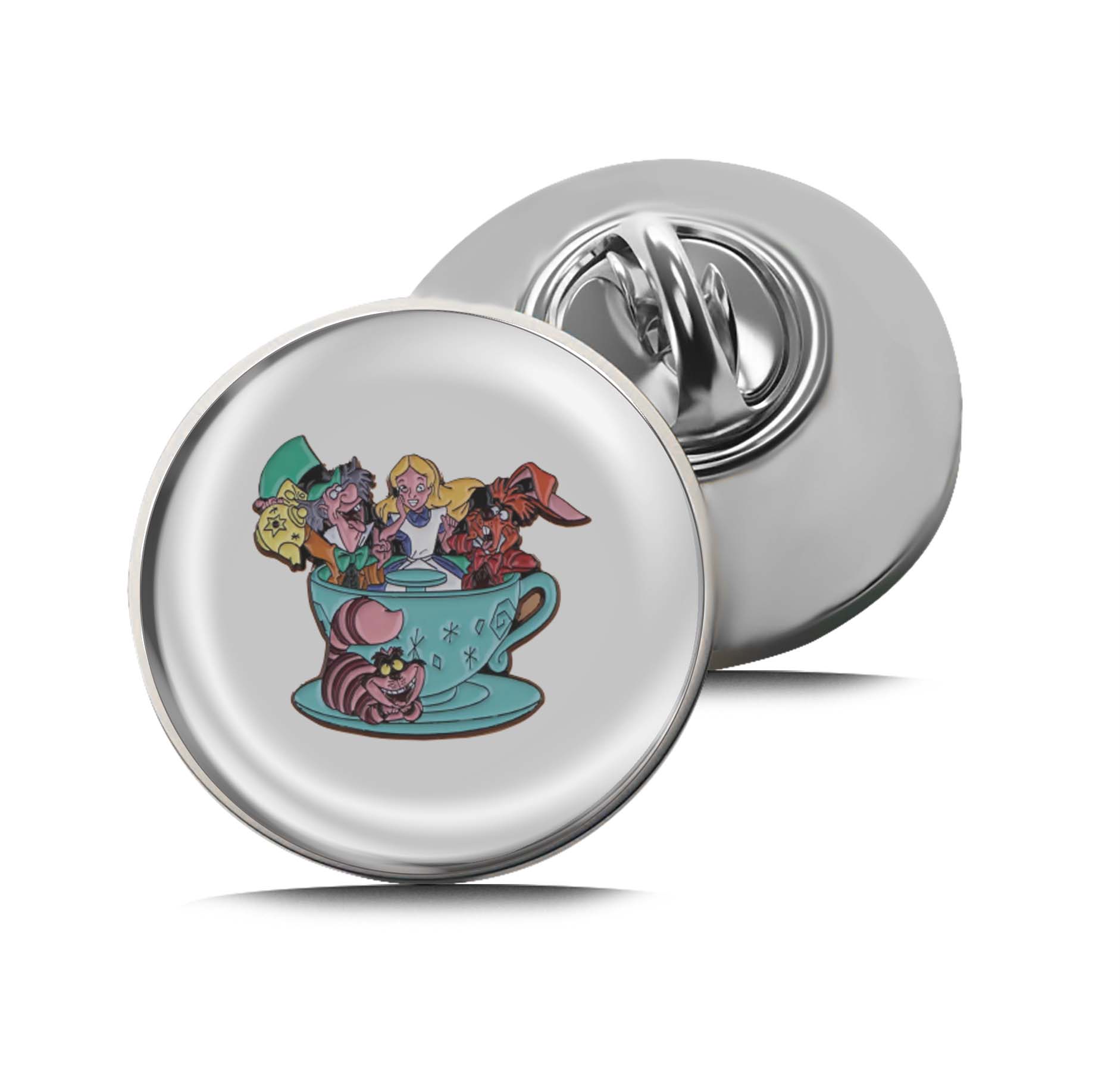 Alice in Wonderland and Friends in Teacup Limited Edition Lapel Pin Exclusive Metal Brooch Badge Accessories For Backpack, Clothes, Hats | Cute Gifts and Collectibles
