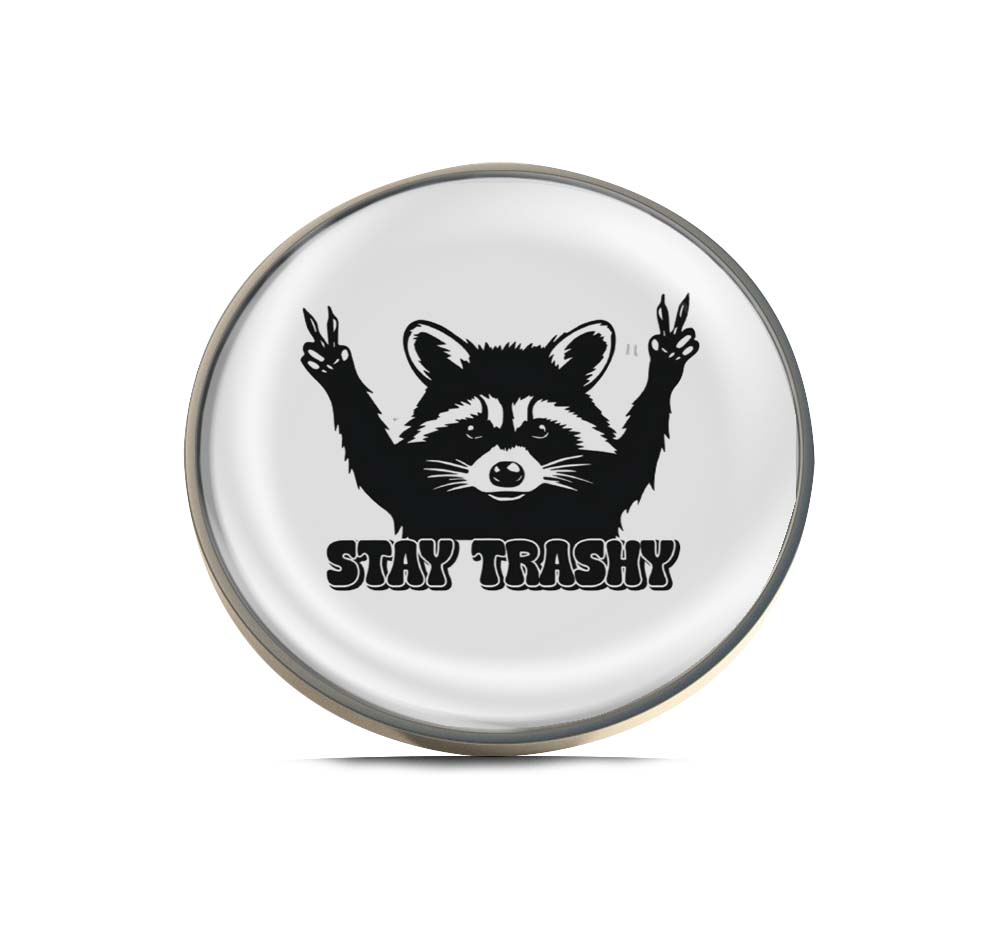 Stay Trashy Raccoon Limited Edition Lapel Pin Exclusive Metal Brooch Badge Accessories For Backpack, Clothes, Hats | Cute Gifts and Collectibles