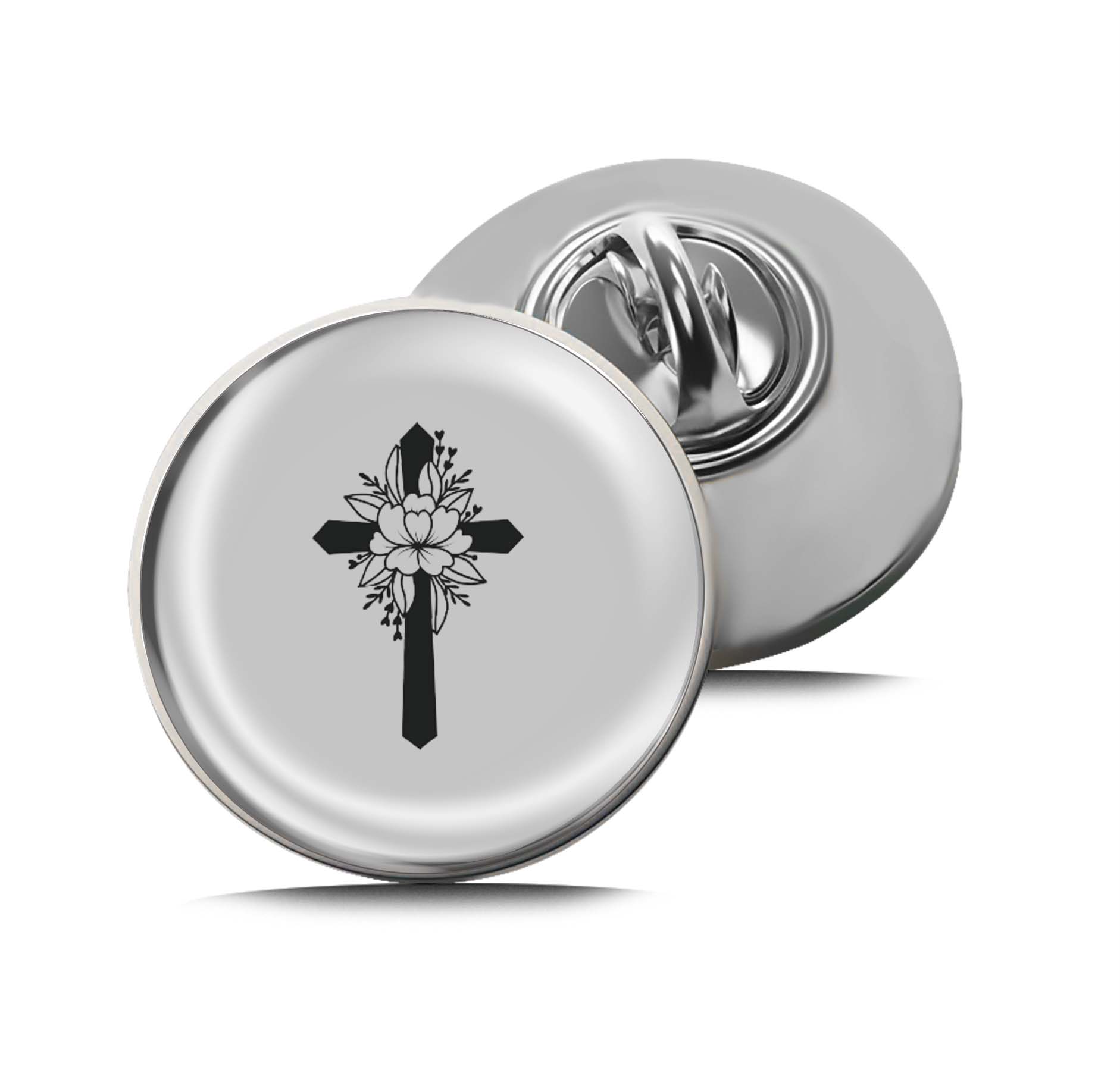 Cross with flowers Limited Edition Lapel Pin Exclusive Metal Brooch Badge Accessories For Backpack, Clothes, Hats | Cute Gifts and Collectibles