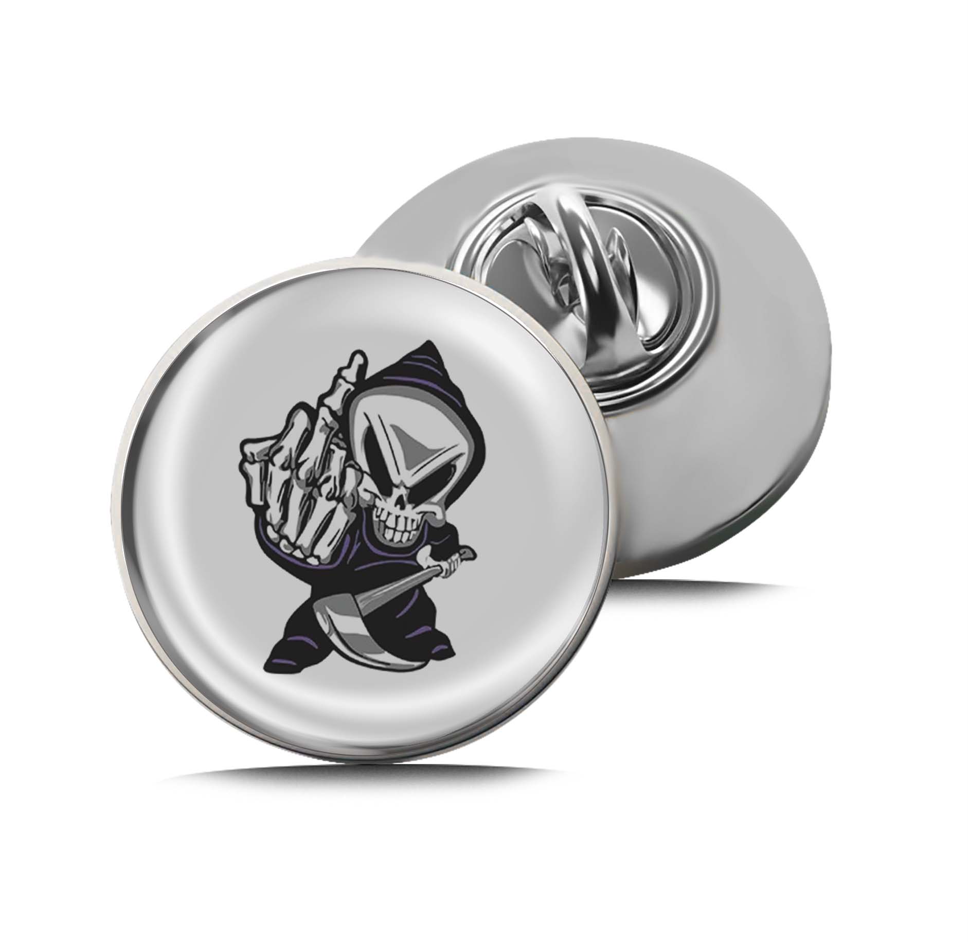 Cartoon Middle Finger Grim Reaper skull Limited Edition Lapel Pin Exclusive Metal Brooch Badge Accessories For Backpack, Clothes, Hats | Cute Gifts and Collectibles