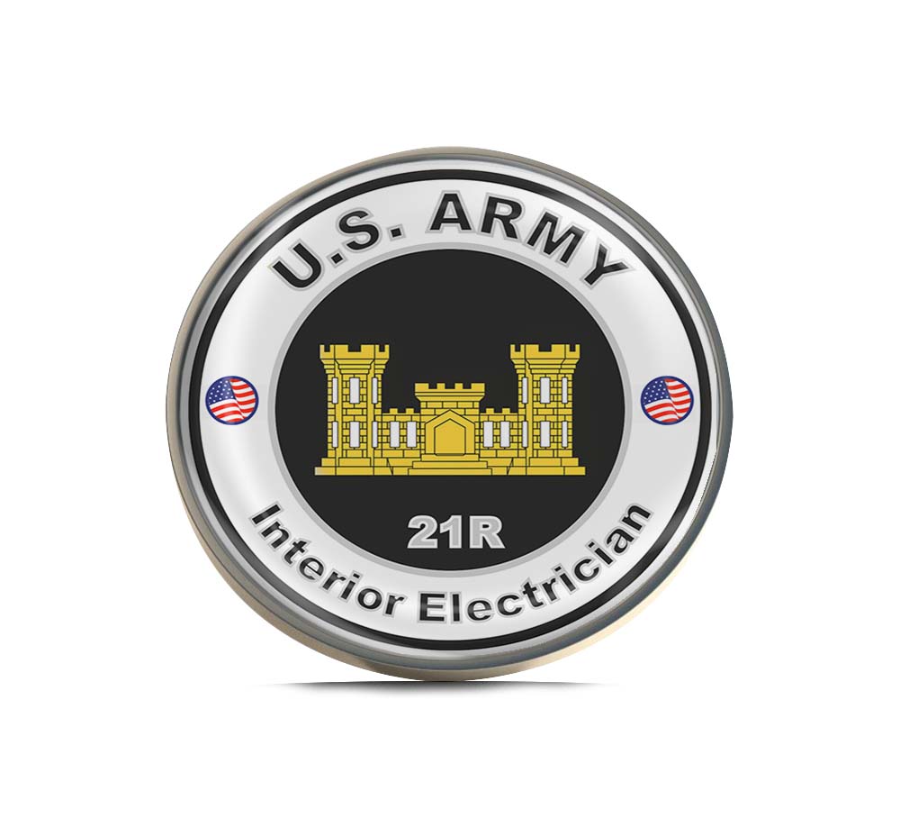 U.S. Army MOS 21R Interior Electrician Limited Edition Lapel Pin Exclusive Metal Brooch Badge Accessories For Backpack, Clothes, Hats | Cute Gifts and Collectibles