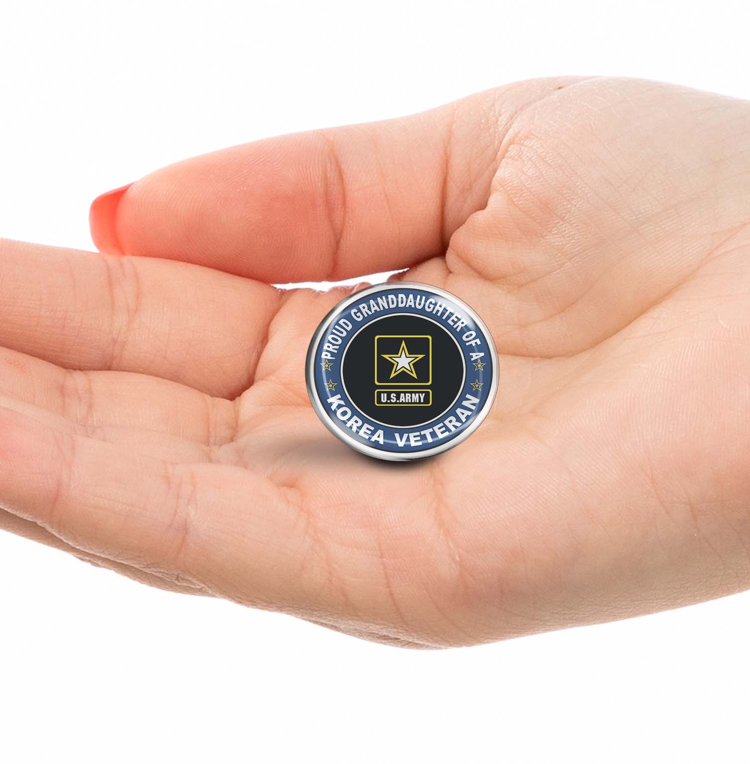 U.S. Army Proud Granddaughter of a Korea Veteran Limited Edition Lapel Pin Exclusive Metal Brooch Badge Accessories For Backpack, Clothes, Hats | Cute Gifts and Collectibles