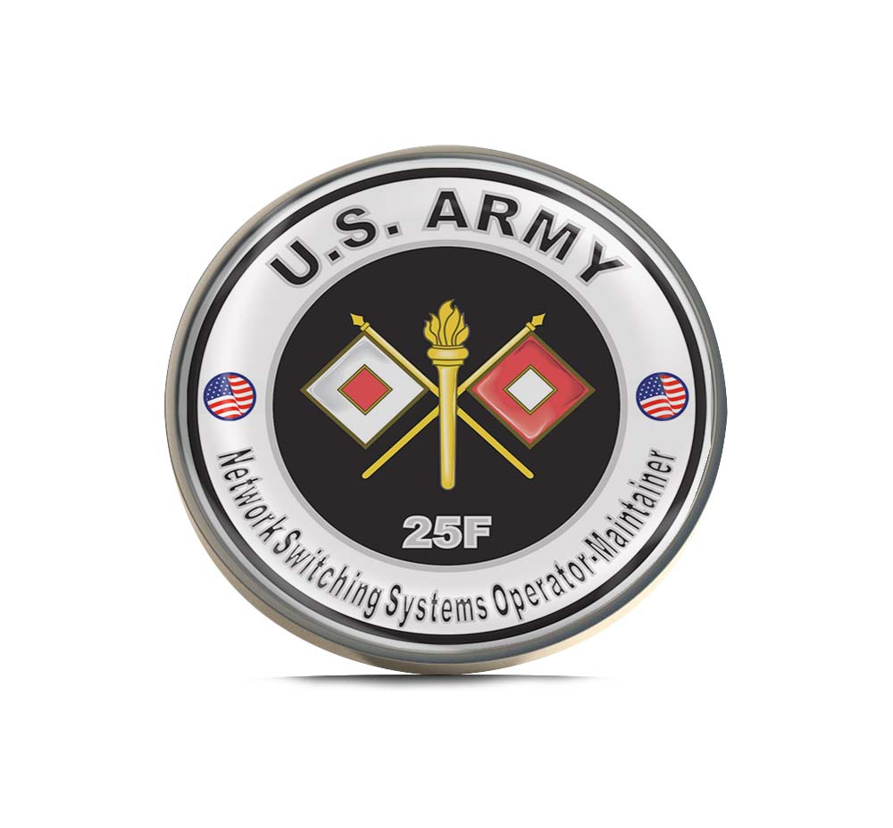 U.S. Army MOS 25F Network Switching Systems Operator-Maintainer Limited Edition Lapel Pin Exclusive Metal Brooch Badge Accessories For Backpack, Clothes, Hats | Cute Gifts and Collectibles