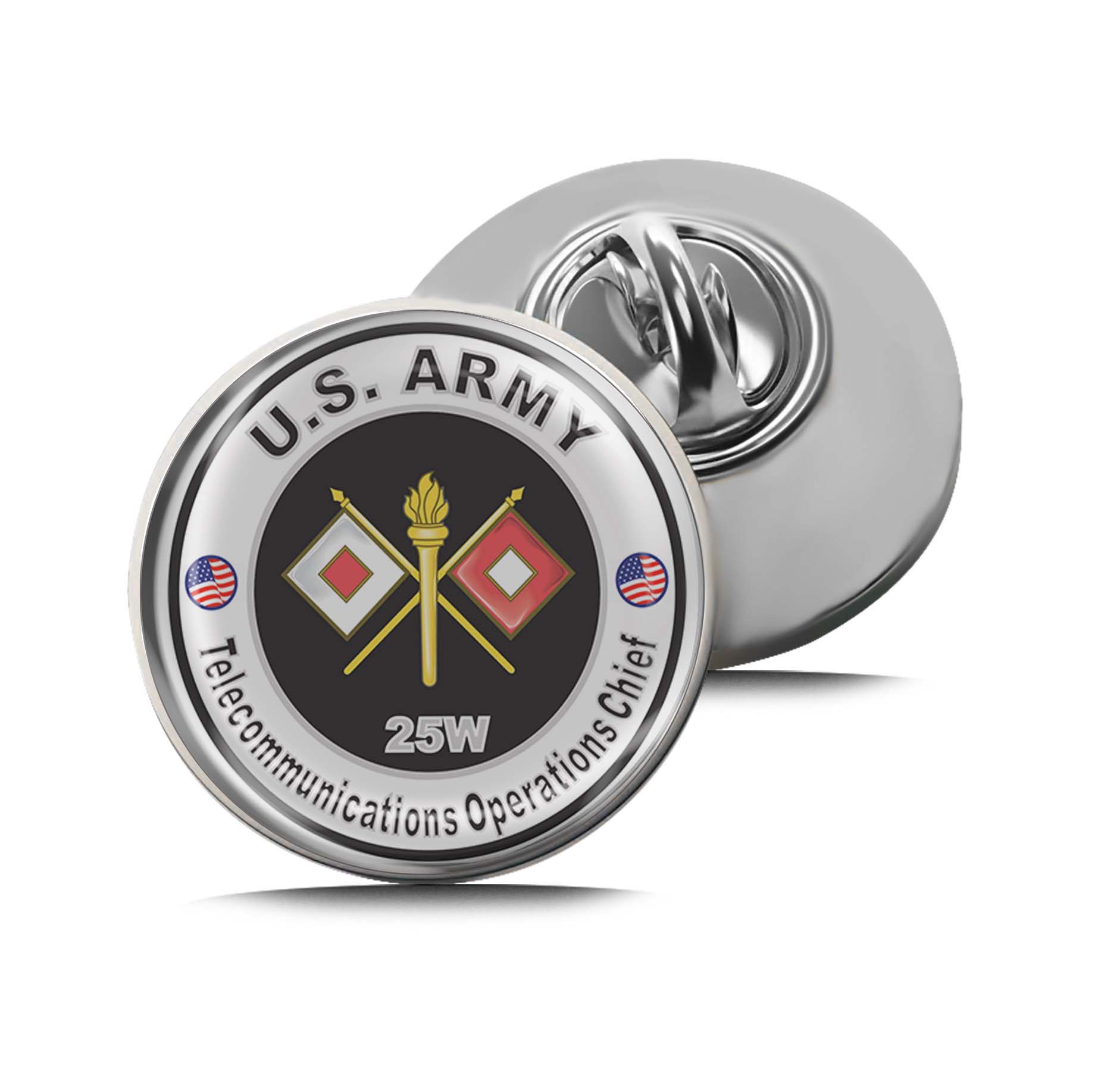 U.S. Army MOS 25W Telecommunications Operations Chief Limited Edition Lapel Pin Exclusive Metal Brooch Badge Accessories For Backpack, Clothes, Hats | Cute Gifts and Collectibles