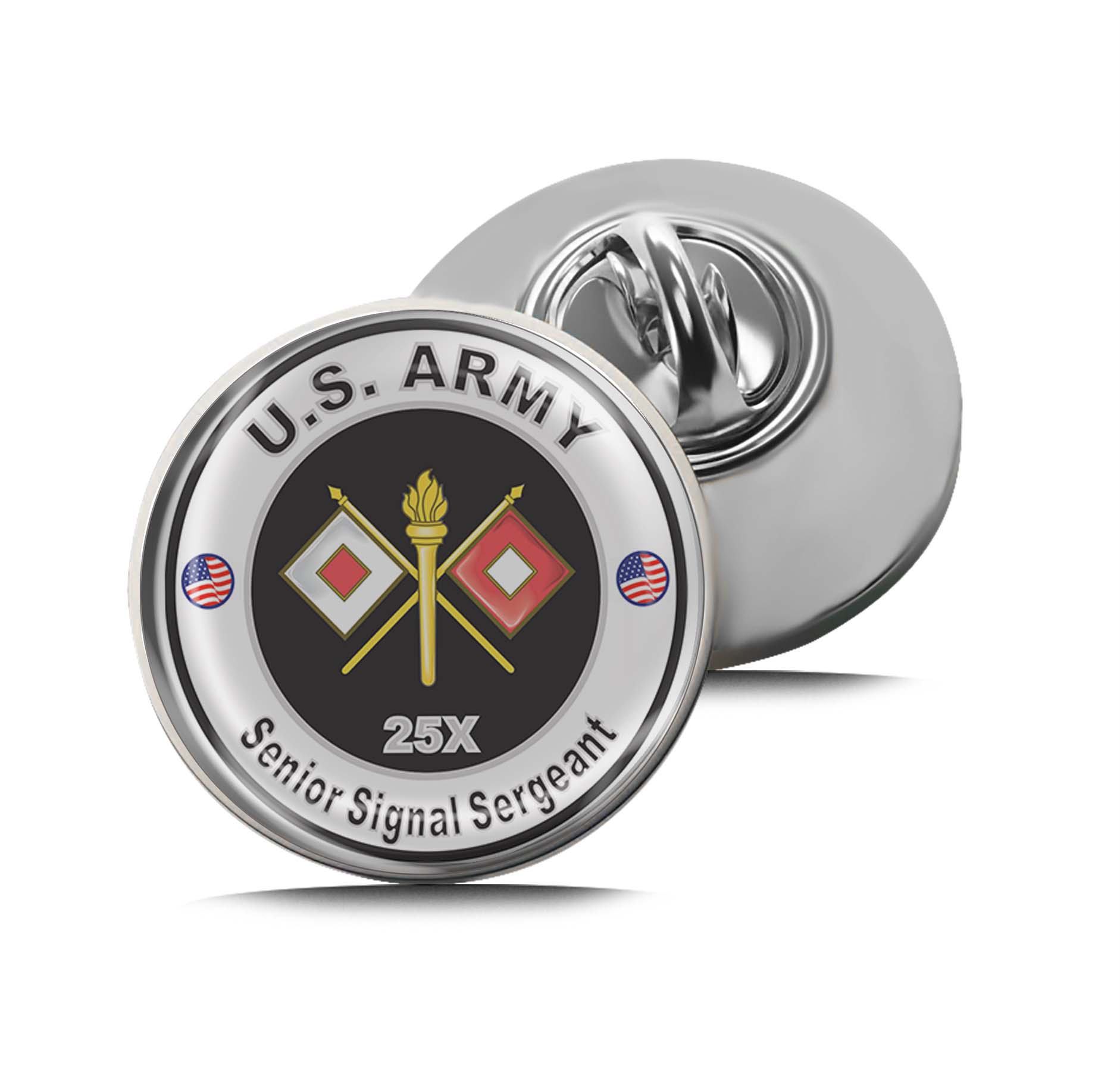 U.S. Army MOS 25X Senior Signal Sergeant Limited Edition Lapel Pin Exclusive Metal Brooch Badge Accessories For Backpack, Clothes, Hats | Cute Gifts and Collectibles