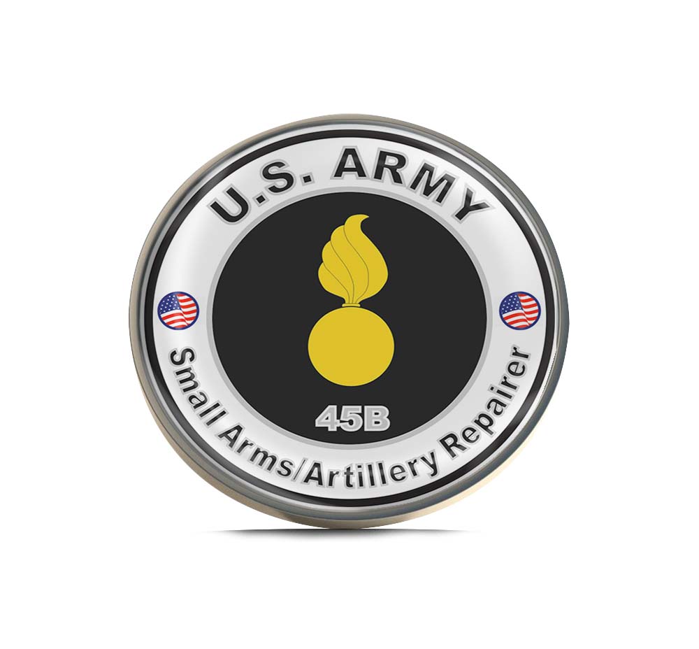 U.S. Army MOS 45B Small Arms Artillery Repairer Limited Edition Lapel Pin Exclusive Metal Brooch Badge Accessories For Backpack, Clothes, Hats | Cute Gifts and Collectibles
