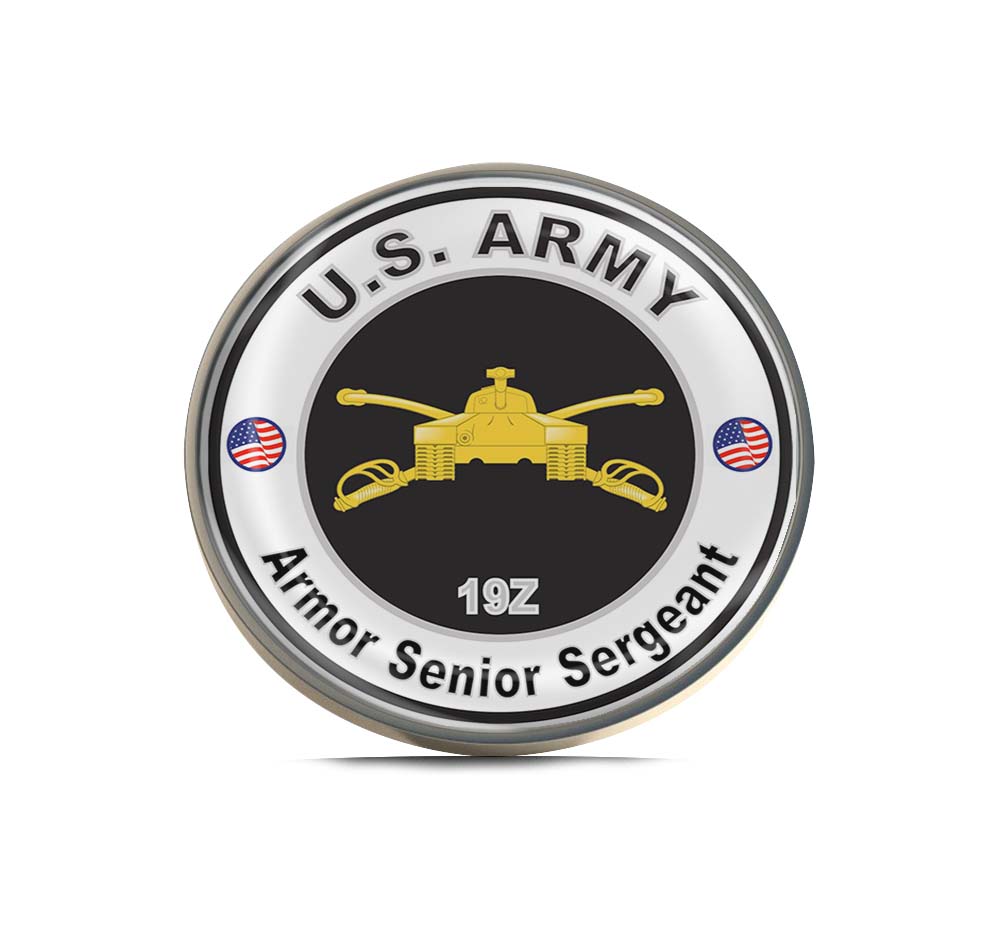 U.S. Army MOS 19Z Armor Senior Sergeant Limited Edition Lapel Pin Exclusive Metal Brooch Badge Accessories For Backpack, Clothes, Hats | Cute Gifts and Collectibles