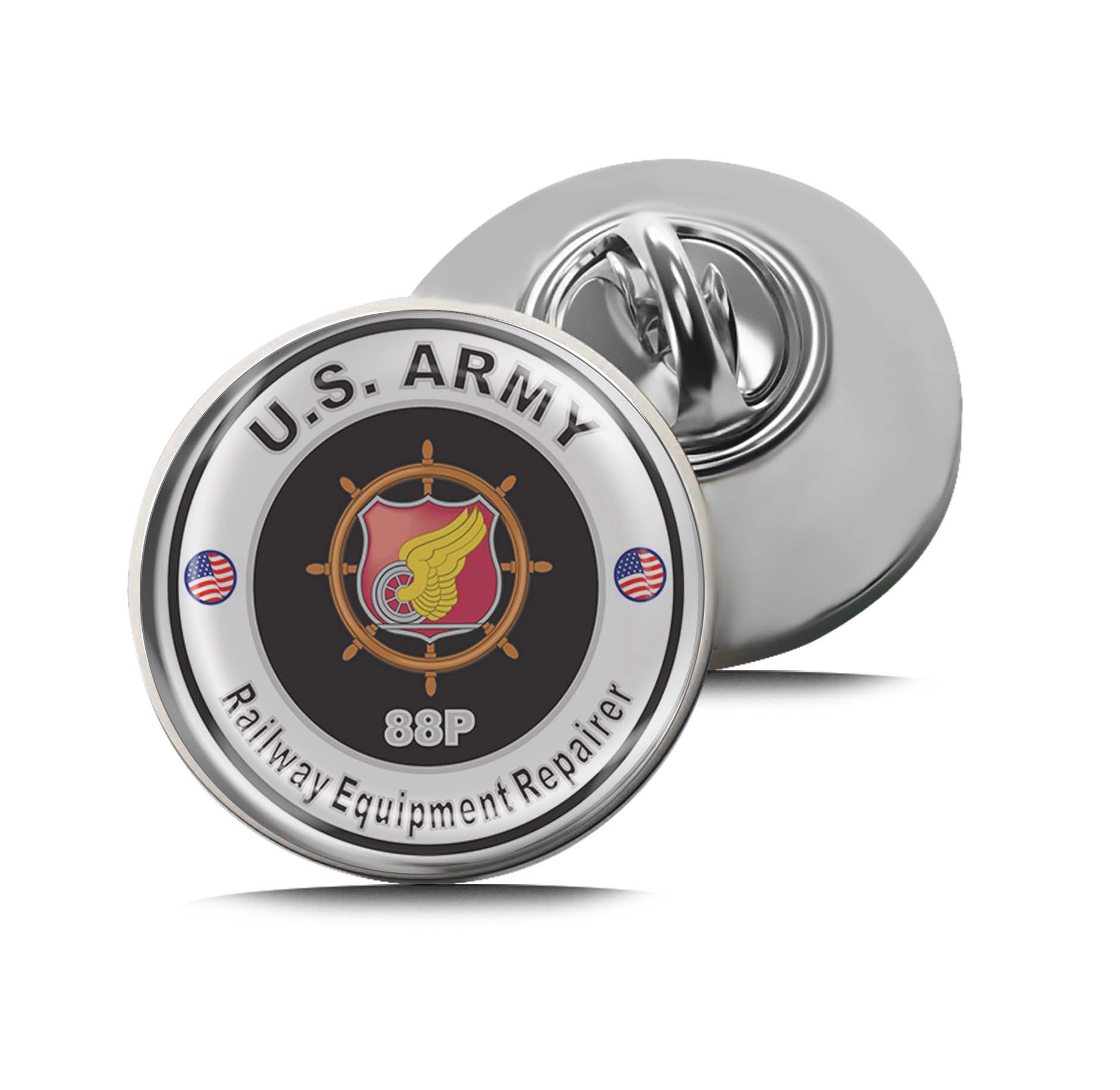 U.S. Army MOS 88P Railway Equipment Repairer Limited Edition Lapel Pin Exclusive Metal Brooch Badge Accessories For Backpack, Clothes, Hats | Cute Gifts and Collectibles