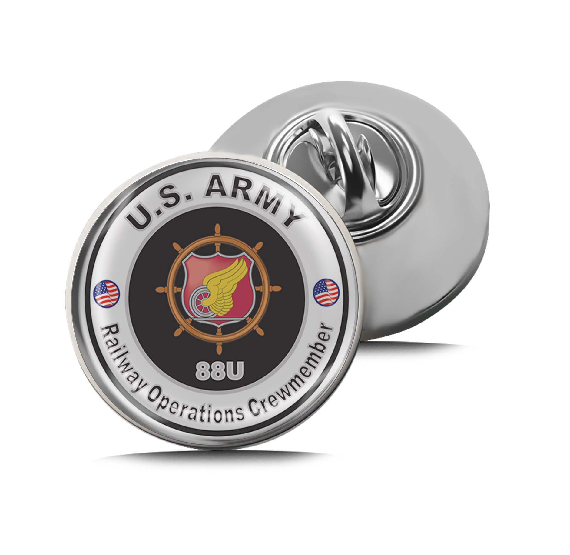 U.S. Army MOS 88U Railway Operations Crewmember Limited Edition Lapel Pin Exclusive Metal Brooch Badge Accessories For Backpack, Clothes, Hats | Cute Gifts and Collectibles