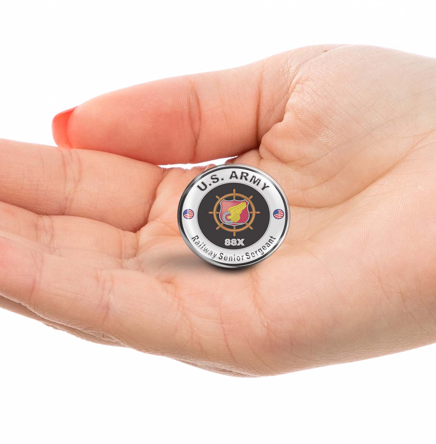 U.S. Army MOS 88X Railway Senior Sergeant Limited Edition Lapel Pin Exclusive Metal Brooch Badge Accessories For Backpack, Clothes, Hats | Cute Gifts and Collectibles