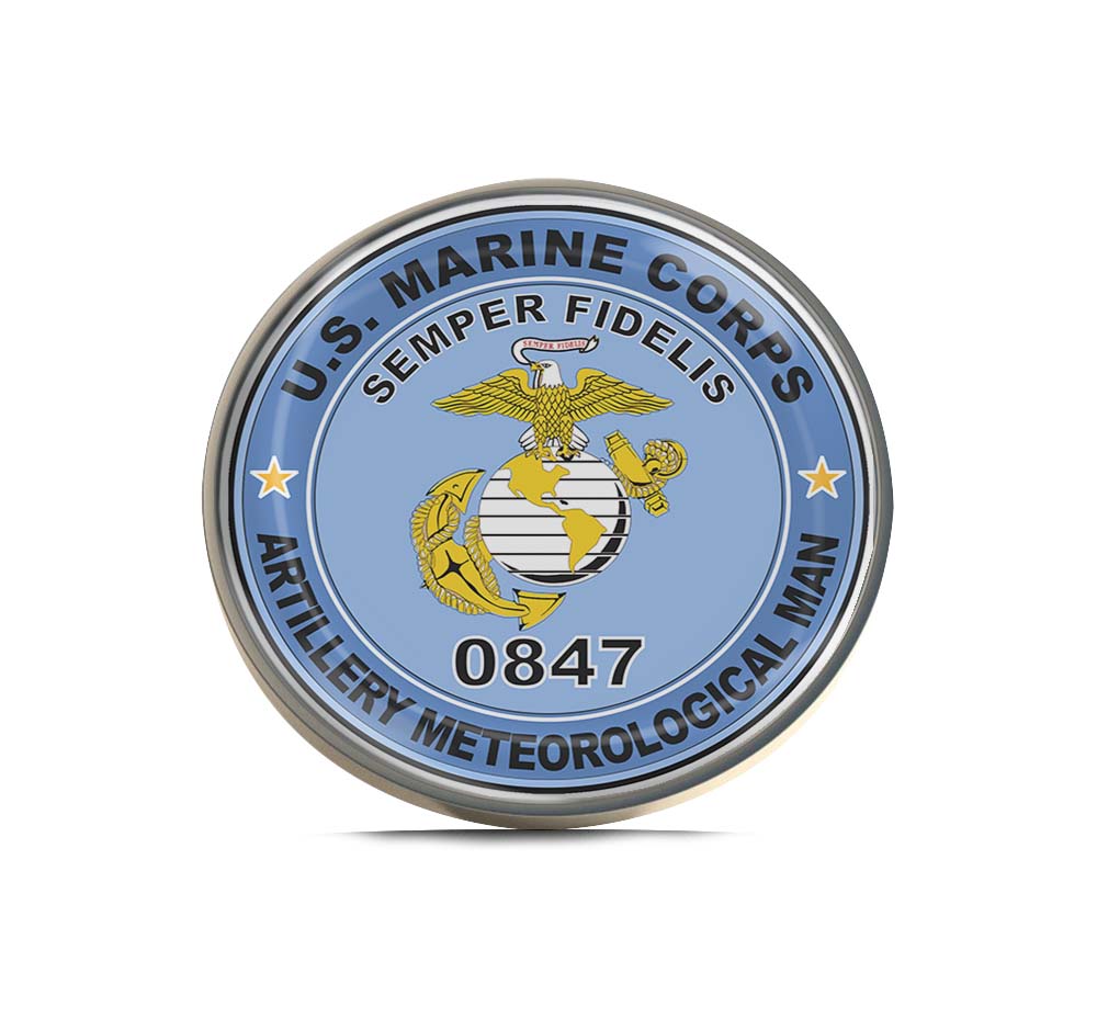 U.S.M.C. MOS 0847 Artillery Meteorological Man Limited Edition Lapel Pin Exclusive Metal Brooch Badge Accessories For Backpack, Clothes, Hats | Cute Gifts and Collectibles