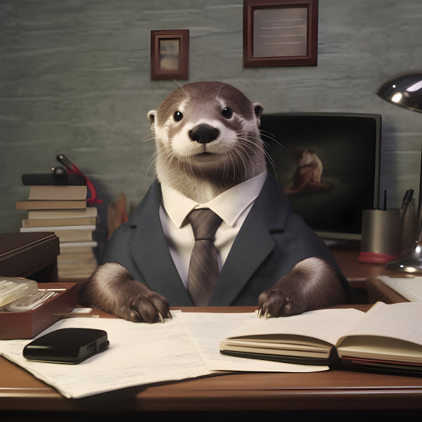 Vinyl Decal, Professional Otter in Business Suit Art Print | Unique Office Decor & Gift for Animal L