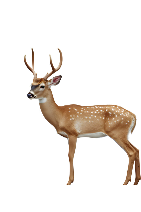 Vinyl Decal, Majestic Spotted Deer Buck with Large Antlers Figurine or Wall Art Decal | Graceful Wil