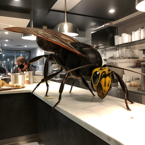 Vinyl Decal, Giant Wasp Insect Sculpture Kitchen Wall Art Print Unique Nature Decor Poster, 5 x 7 or