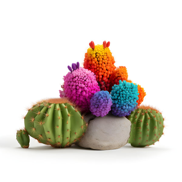Vinyl Decal, Vibrant Cactus and Colorful Abstract Arrangement Wall Art Print, 5 x 7 or 8 x 10 Inch U