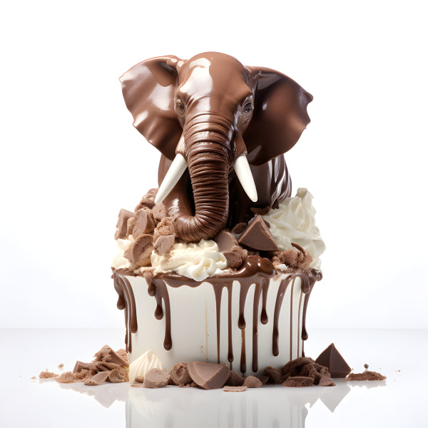 Vinyl Decal, Chocolate Elephant Dessert Art Print Wall Decor Unframed Poster Bakery Enthusiasts, 5 x