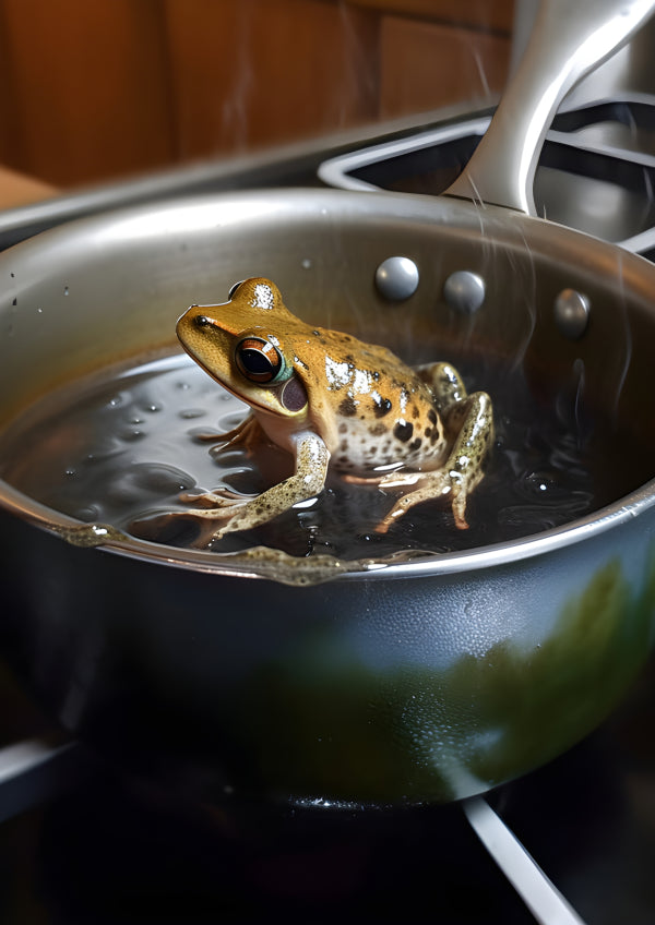Vinyl Decal, Quirky Frog in a Pot Art Print Unique Kitchen or Home Decor Wall Poster Modern Animal