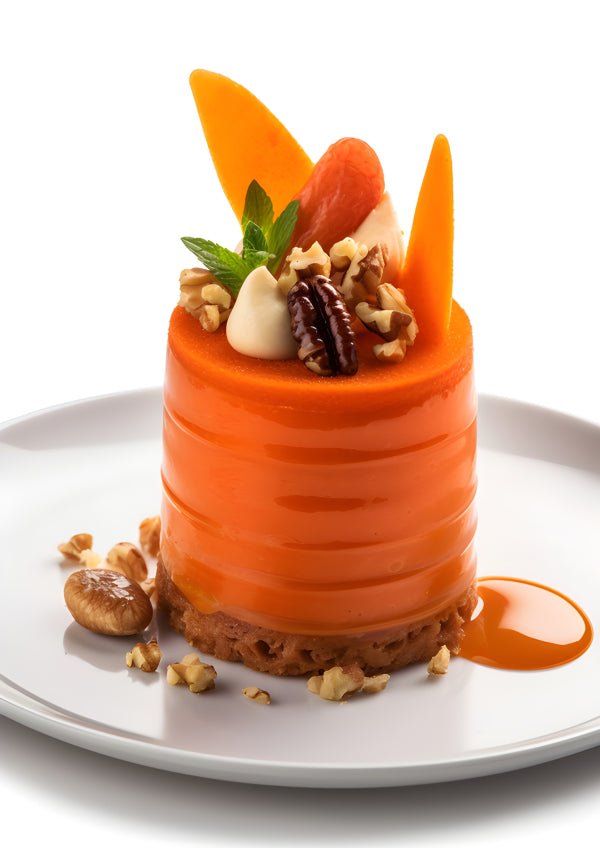 Vinyl Decal, Dessert Culinary Art Print Orange Mousse Cake Picture Premium Poster Paper Wall Decorat