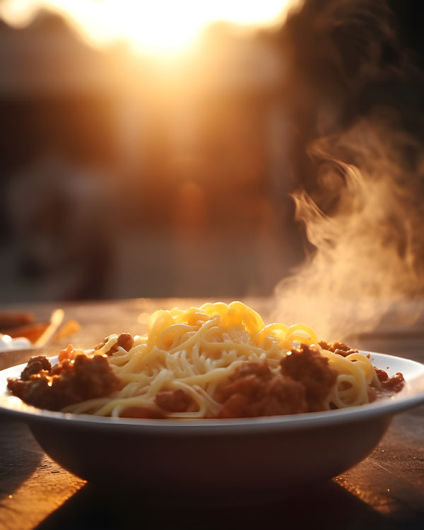 Vinyl Decal, Steaming Pasta Wall Art Print Delicious Food Kitchen Decor Warm Sunset Culinary Poster