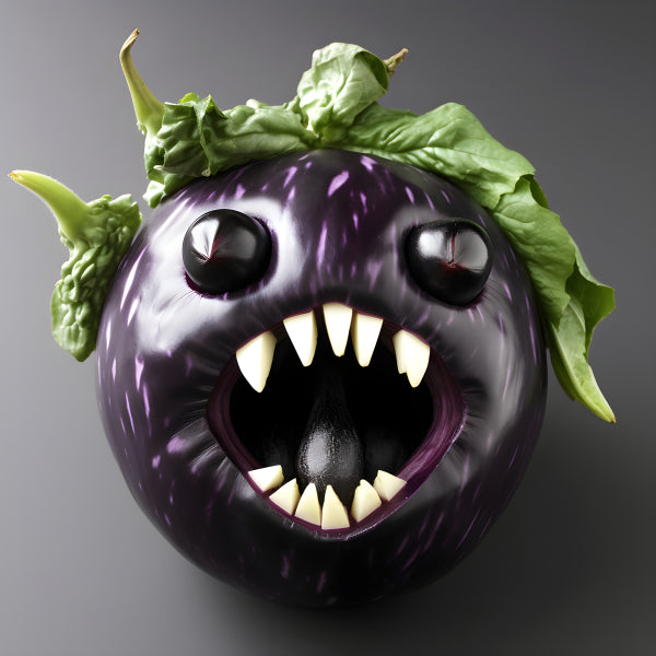 Vinyl Decal, Funny Monster Eggplant Wall Art Poster Print