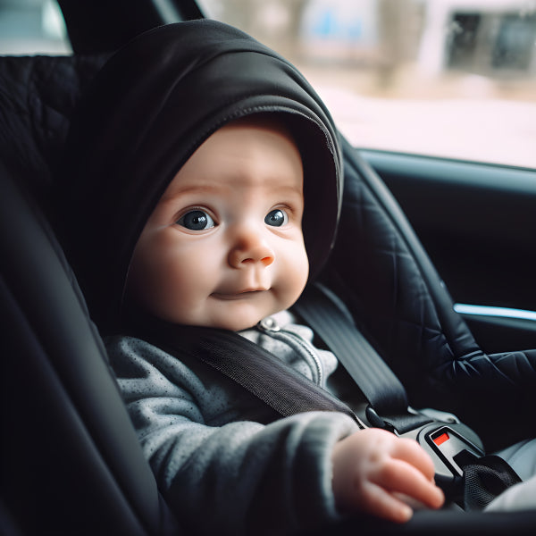 Vinyl Decal, Adorable Blue-Eyed Baby in Car Seat Wall Art Poster Print