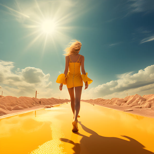 Vinyl Decal, Vibrant Yellow Desert Walk Wall Art Poster Print