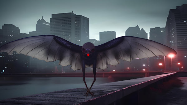 Vinyl Decal, Fantasy Winged Creature Cityscape Wall Art Poster