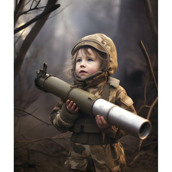 Vinyl Decal, Cute Little Boy in Army Uniform Wall Art Poster