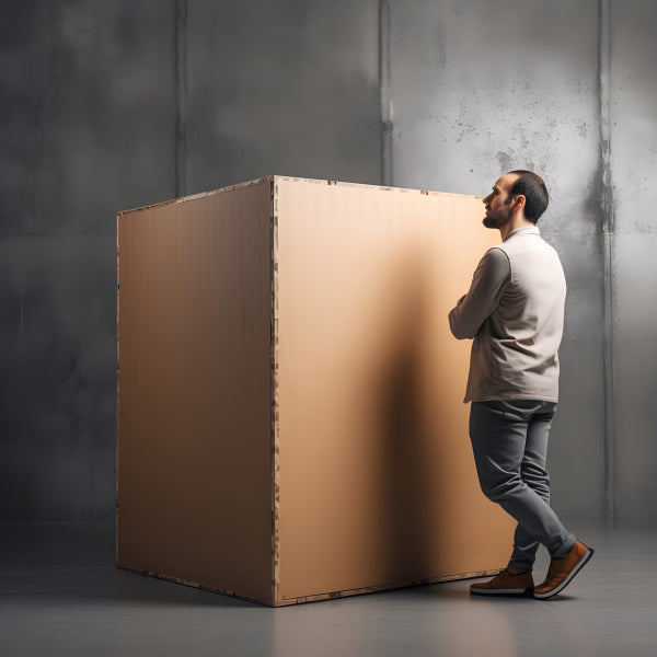 Vinyl Decal, Man and the Giant Box Thought-Provoking Wall Art Poster