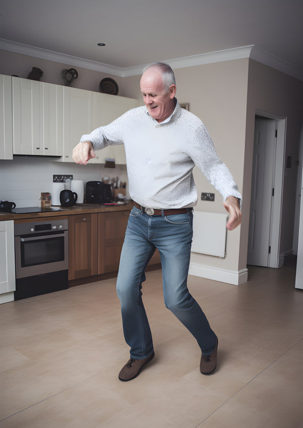Vinyl Decal, Joyful Man Dancing Kitchen Wall Art Poster