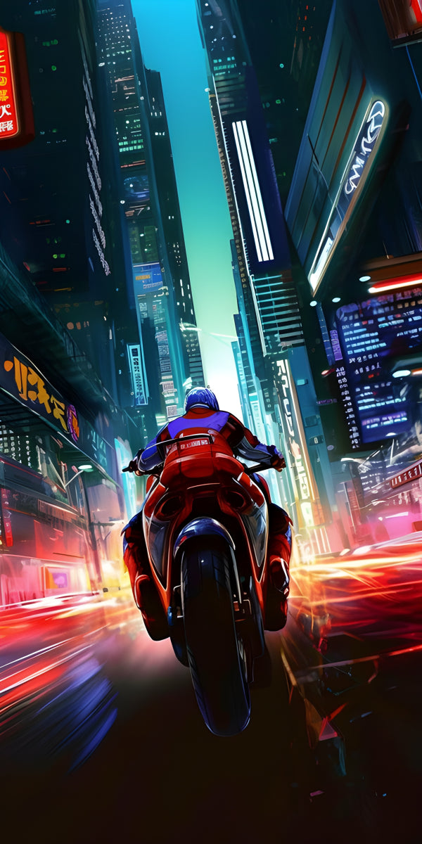 Vinyl Decal, Futuristic Motorcycle Night Drive Artwork