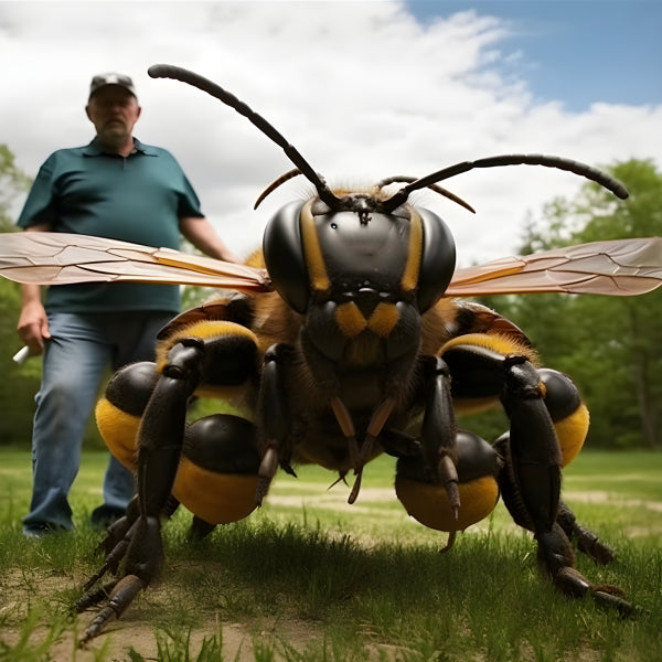 Vinyl Decal, Giant Hornet Action Figure Highly Detailed Realistic Insect (5" x 7")