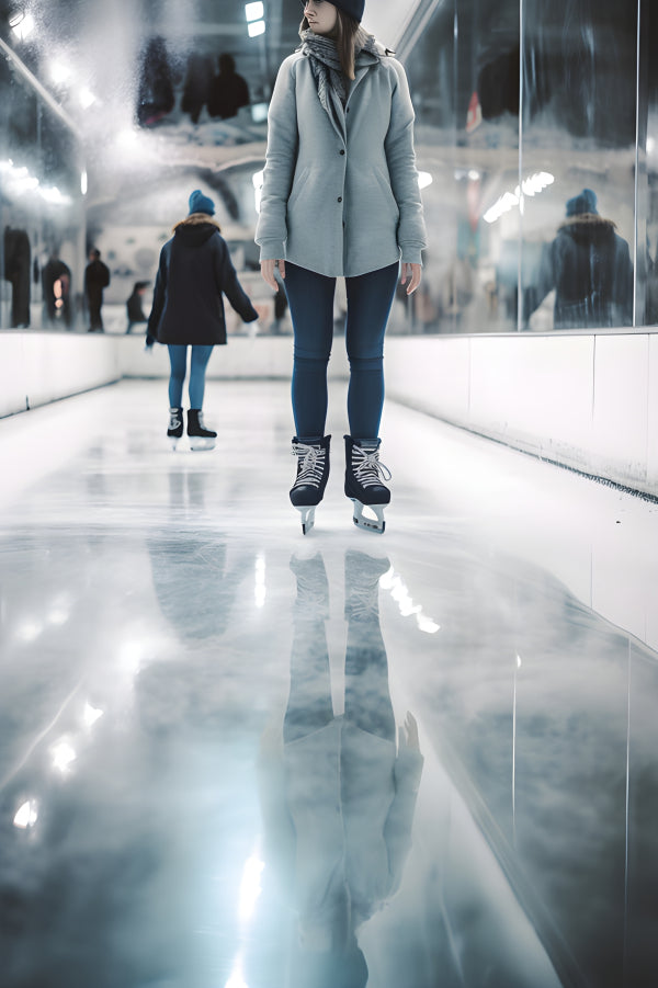 Vinyl Decal, Elegant Ice Skating Reflection Winter Sport Wall Art Poster
