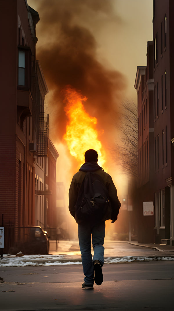 Vinyl Decal, Urban Inferno Dramatic Wall Art Poster